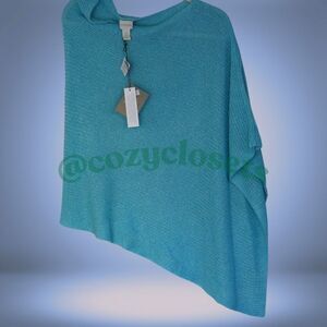 Chicos Linen NEW w/ TAGS Free Size Edith Sutton Poncho Popover Cape Asymmetrical